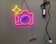 Camera Star Flex LED 14"x14" Neon Sign Light Lamp Bar Wall Decor Open Windows