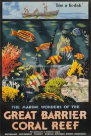 1933 Great Barrier Coral Reef Vintage Style Travel Wall Art - POSTER 20"x30"