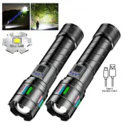 2 x Super Bright Flashlight LED Powerful Rechargeable Torch Zoomable US