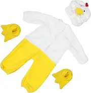 [Minkissy] Chick Plush Jumpsuit with Hat Kids Animal Clothing Soft Cozy Easy Dressing Great for Baby Girls