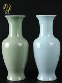 在飛比找樂天市場購物網優惠-仿古汝窯工藝品汝瓷花瓶擺件陶瓷插花花器中國風復古簡約客廳裝飾