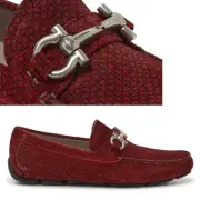 SALVATORE FERRAGAMO SHOES PARIGI DRIVING LOAFERS GANCINI LOGO SUEDE $795 8 EEE