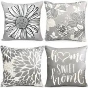 Decorative Throw Pillow Covers Set of 4 Grey Pillow Covers 22x22 inch Throw