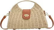 [Obosoyo] Summer Straw Bag for Women Straw Hand-woven Top-handle Handbag Crossbody Tote Clutch Bags for Travel