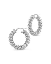 Bloomingdale's Fine Collection Spiral Twist Medium Hoop Earrings in Sterling Silver