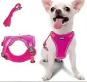 Small Dog or Cat Harness and Leash Set Soft Hot Pink-NEW