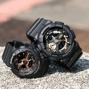 【CASIO 卡西歐】G-SHOCK x BABY-G 冬季圓舞曲情人對錶/黑(GA-110RG-1A+BA-110XRG-1A)