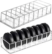 8 Compartment Makeup Organizer, Data Cable Sorting Storage Box, Acrylic Cosmetic Storage Jewelry Display Box, Clear Perfume Blush Eyeshadow Lipstick Organizer for Dresser Bathroom (2 PCS)