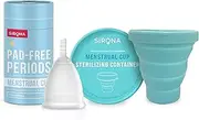 Sirona Collapsible Silicone Cup Foldable Sterilizing Container Cup for Menstrual Cup - 1 Unit with Reusable Menstrual Cup - Small (Pack of 1) | Kills 99% of Germs | Menstrual Cup Sterilizer