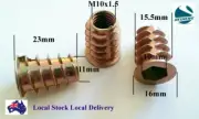 Qty 20 M10 23mm Wood Timber Threaded Flange Insert Zinc Alloy Inserts Allen Nuts