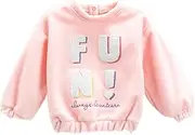 [Koton] Babygirl Shearling Sweatshirt Crew Neck Applique Detail Elastic Cuffs and Waist, Pink (274), 12-18 Months