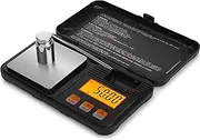 Digital Scale, Youerte 200g x 0.01g Gram Scale with Pocket Size, 50g Calibration Weight,6 Units Conversion, LCD Back-Lit Display, Use for Jewelry/Gold/Food/Powder/Spice