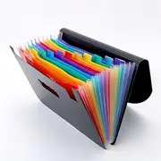 STOBOK Plastic 12 Layer Filing Folder Multi-Function Portable School Office Document Organizer