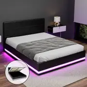 Artiss Bed Frame Beds Base RGB LED Gas Lift Queen LUMI