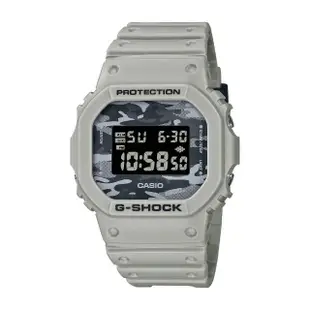 【CASIO 卡西歐】G-SHOCK數位 5600 系列(DW-5600CA-8 迷彩淺灰)