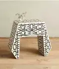 Modern Geometric Side Table, Black and White Pattern, Trapezoid Design, Decorati