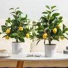2 Pcs Artificial Lemon Tree 15.7 Inches Fake Artificial Potted Plants Faux Le...