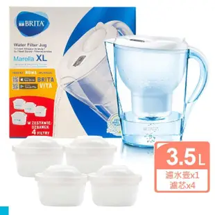 【BRITA】Marella 濾水壺 3.5L 白色 內含4顆濾芯(平行輸入)