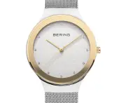 Bering 12934-010 Gold Dial Silver Stainless Steel Womens Watch