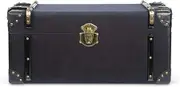 K&K Interiors 15577A Black Steam Trunk with Gold Hardware