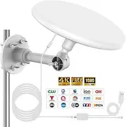 Outdoor TV Antenna for Smart TV, Omni Directional Reception Digital HD Antenna Signal, Support 4k/8k/1080p for Free Local Channels, with Super Signal Booster, 35ft HDTV Cable, 2025 Latest (White)