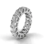 6.0ctw Asscher Diamond U-Shape Pave Set Eternity Band in Platinum (H-I/SI1)