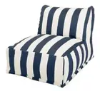 Majestic Home Goods Indoor Outdoor Navy Vertical Stripe Bean Bag Chair Lounger