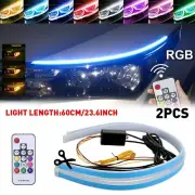 60CM 2pcs RGB DRL LED Light Headlight Car Strip Turn Light Signal Remote Control (for: Renault)