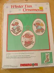 Vintage Dimensions Winter Fun Ornaments Cross Stitch Kit 8378 Bears 1989