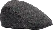 [Tadill] Beret Hat Plaid Hat Fall Painter Hat Adjustable Gift Winter Newsboy Hat Men Flat Cap for Hiking Driving Traveling Outdoor, Black
