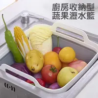 在飛比找momo購物網優惠-【E-life】廚房摺疊收納水槽蔬果瀝水籃(洗蔬果/瀝水籃/