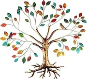 Fangoo Tree of Life Metal Wall Art Sculpture 22 x 26 inch Large Metal Tree of Life Wall Decor Wall Hanging Multi Colored Leaf Art for Living Room Bedroom Garden Porch Patio Office Home Wall Decor