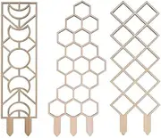 domoi 3PCS Wooden Honeycomb Plant Climbing Stand Lattice Climbing Plant Stand Horticultural Potting Stand