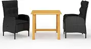 Generic 3 Piece Garden Dining Set Black,3068690