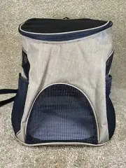 DOGLINE Pet Carrier Backpack Blue Brown H 17.3”, W 12.6”, L 11”. Medium