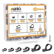 222PCS Cable Clips Wire Clips Assortment Kit Nylon Plastic R-Type Cable Clamp...