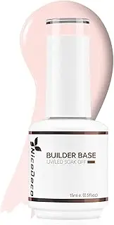 Nicedeco Builder Nail Gel 15ML 8 in 1 Builder Base Gel Clear Gel Nail Polish Strengthener Gel Hard Gel Builder Extension Nail Gel for Nail Art Design-011 Cruelty-free & Vegan