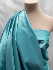 CATIONIC TAFFETA FABRIC AQUAMARINE 913 FORMAL, BRIDAL. HOME DECOR, 1 YARD