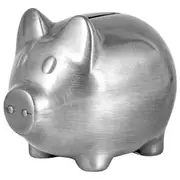 Pewter Silver small Plate Pig Money Bank Children 10cm Novelty Home Decor