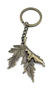 Maple Sheets Spring Tree Bronze Key Ring Pendant