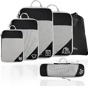 [Apexillio] Compression Packing Cubes for Suitcases 6 Pcs, Travel Packing Cubes Set Mesh Luggage Suitcase Organisers Bags Pack Set Large Medium Small Slim Packing Cube for Women Travel Suitcase Accessories