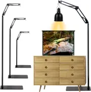 Reptile Lamp Stand Adjustable Heat Holder Floor Light Hanging Bracket Black