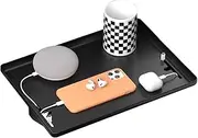 Bedside Shelf for Bed, College Dorm Room Essential, Clip On Nightstand Organizer, Bedside Table with Charging Slot, Bunk Bed Shelf, Floating Nightstand Bed Side Table Tray, Table Storage (Black)