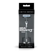 Gillette MACH3 Bold With Magnetic Razor Dock mens shaver Black Free Ship