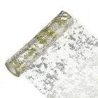 49 Feet Table Runner, Sequin Gold Foil Thin Mesh Metallic, Army Green Silver