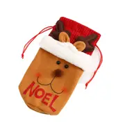 3Pcs Drawstring Christmas Wine Bottle Cover Bags Gift Bags for Xmas Gift Dinner Party Kitchen Table Christmas Decorations for Home