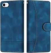 Grandoin Compatible with iPhone SE 2020 / iPhone 8 / iPhone 7 Case (4.7 Inches), Foldable PU Leather Mobile Phone Case Flip Wallet Magnetic Case Cover Protective Shockproof Flip Case Holster (Blue)
