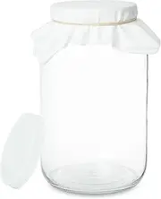 1 Gallon Glass Kombucha Jar - Home Brewing and Fermenting Kit with Cheesecloth Filter, Rubber Band and Plastic Lid - by Kitchentoolz