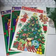 Vintage Color Clings Christmas Static Window Decorations Set of 3