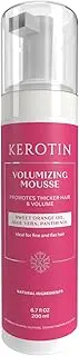 Kerotin Volumizing Mousse, Root Volumizer, Hair Thickening Styling Foam for Volume, Texture & Body, Tames Frizz & Flyaways, Ideal for Fine and Thin Hair, Cruelty Free, Made in the USA